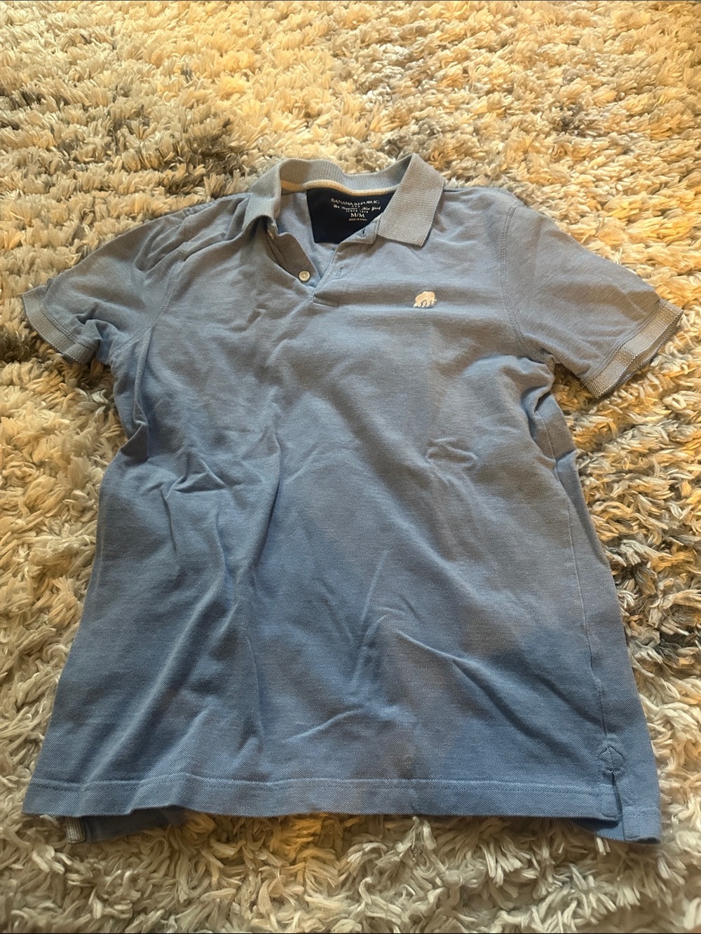 Banana Republic Light Blue Men's Polo Shirt with Embroidered Logo